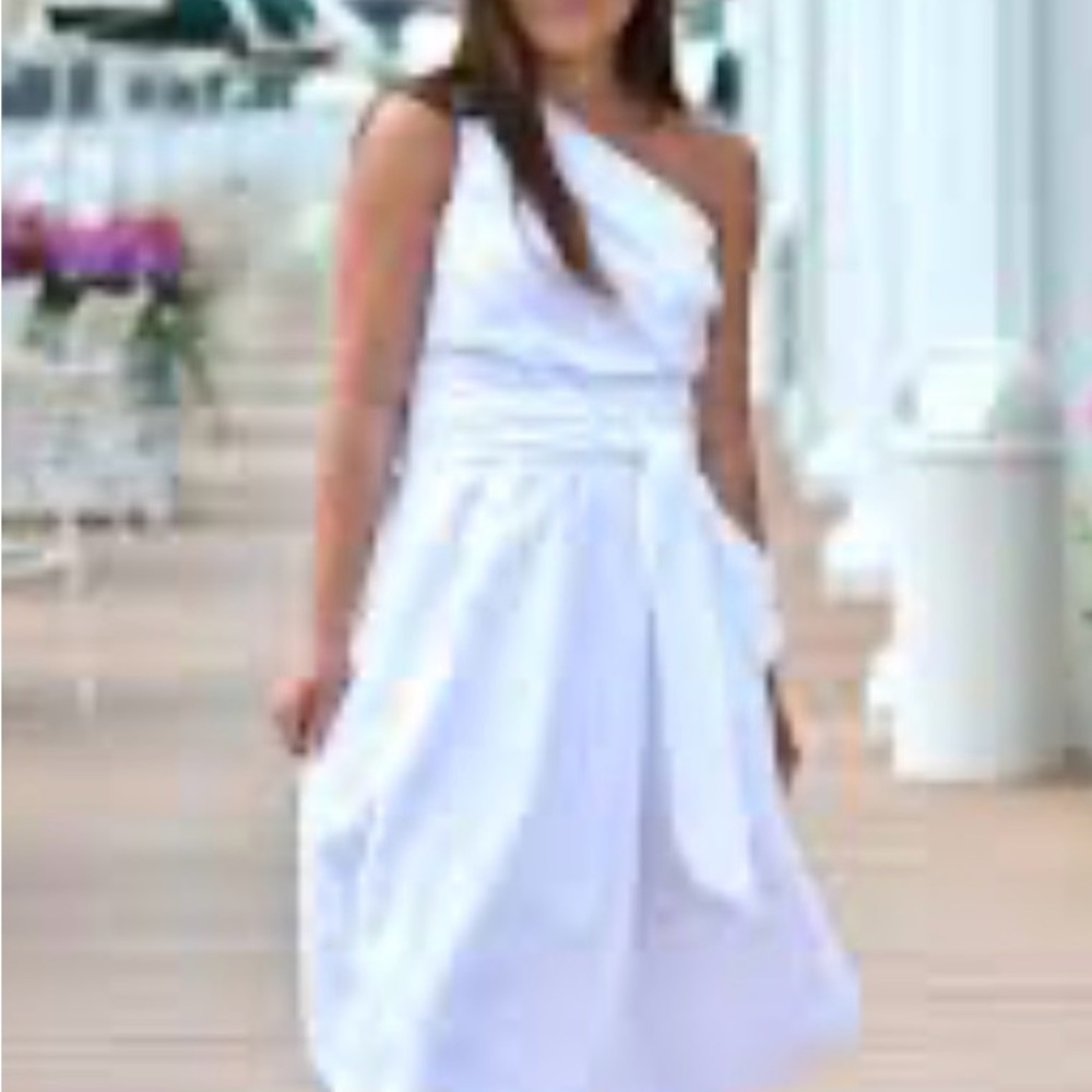 Banana Republic White One shoulder Poplin Dress